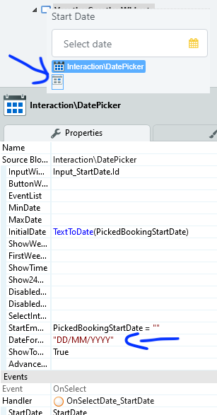 Fig. 5. Setting the Date Picker’s date format